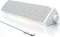 SOULION Computer Speakers USB-Powered Bluetooth PC Soundbar with Dynamic RGB LED Lights Surround Sound for Desktop Laptop Office Work Music &amp Gaming White (USB-C to USB Adapter Included)
