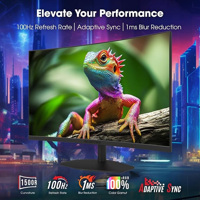 New! Sceptre Curved 27-inch Gaming Monitor 1500R 100Hz HDMI X2 DisplayPort 1ms 100% sRGB Build-in Speakers Machine Black 2026 (C275W-FW100T)