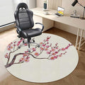 Pink PU Leather Office Chair Mat Hardwood Floor Computer Desk Mat Exotic Cherry Blossom Tree Season Florets Anti-Slip Gaming Chair Mat Round Floor Mat Durable Floor Protector Floral Diameter 39.4 in