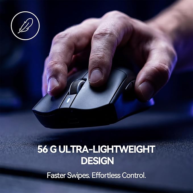 J-Tech Digital Wireless Gaming Mouse - 47g Ultra Lightweight 8000W Switches 24000 DPI Optical Sensor 120-hour Rechargeable Battery Symmetrical Design Bluetooth USB-C Cable – Black