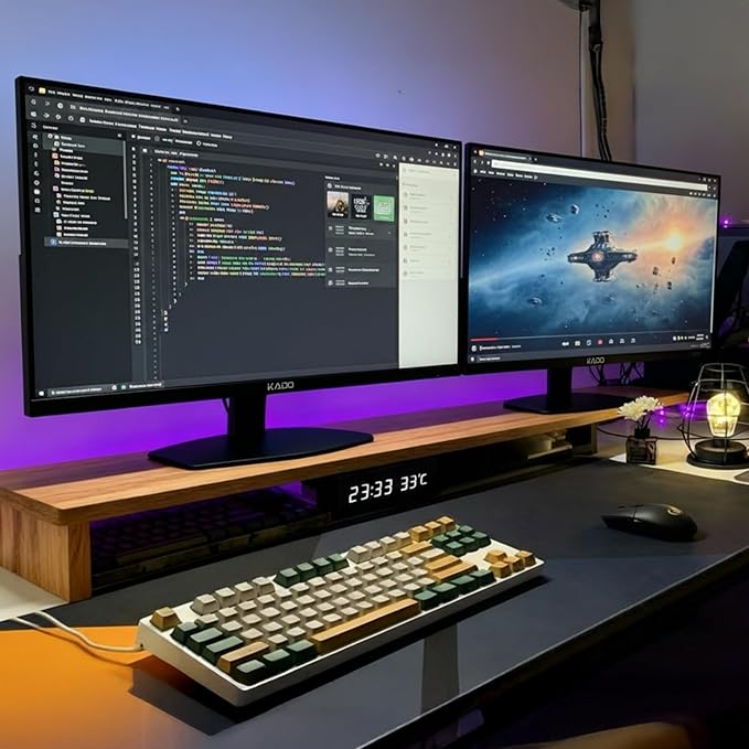 Kado Dual Monitor Setup - 2-Pack 27-inch 1920x1080 Full HD USB Type-C Computer Monitor 100Hz VESA Mount Edgeless HDMI DP Office Gaming Hybrid Built-in Speakers