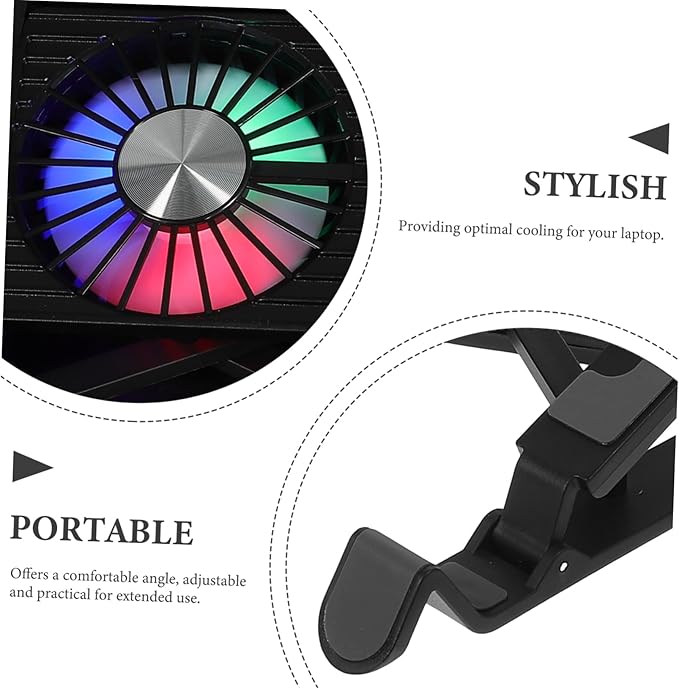 Veemoon 1Set Adjustable Laptop Cooling Stand with Fan Enhanced Heat Dissipation for Gaming Work Portable Notebook Support Compact Design for Easy Carrying Storage