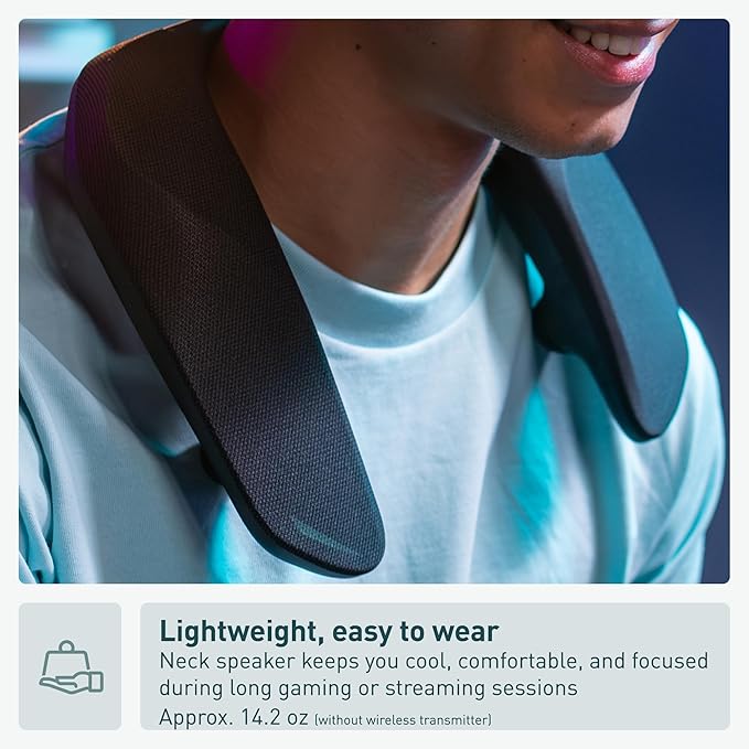 Panasonic SoundSlayer Wearable Speaker System for Gaming Movies and Music Lightweight Neck Speaker with Built-in Microphone and Immersive Dimensional Sound - SC-GNW30