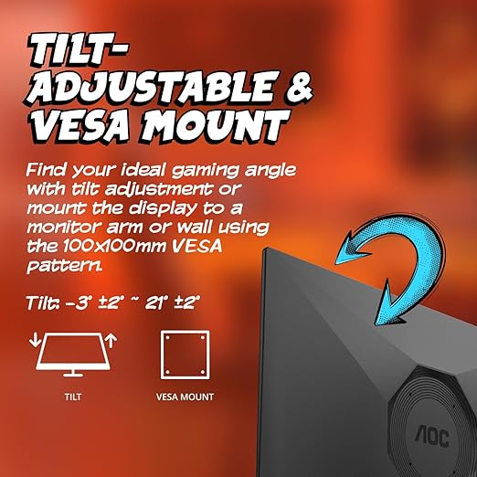 AOC 25G51Z 25-inch Gaming Monitor FHD 1920x1080 240Hz Refresh Rate 0.5ms MPRT IPS Panel HDR 3-Sided Frameless HDMI 2.0 x1 Display Port x1 3-Year Zero-Bright-Dot