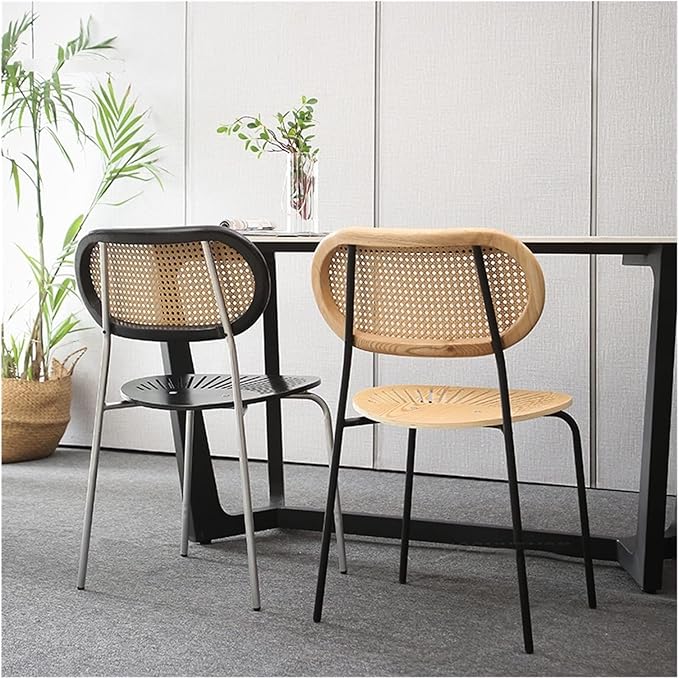 Adjustable Office Computer Chair with Armrest Rattan Woven Living Room Chairs Home Furniture Kitchen Dining Chair Cafe Chair(Silver)