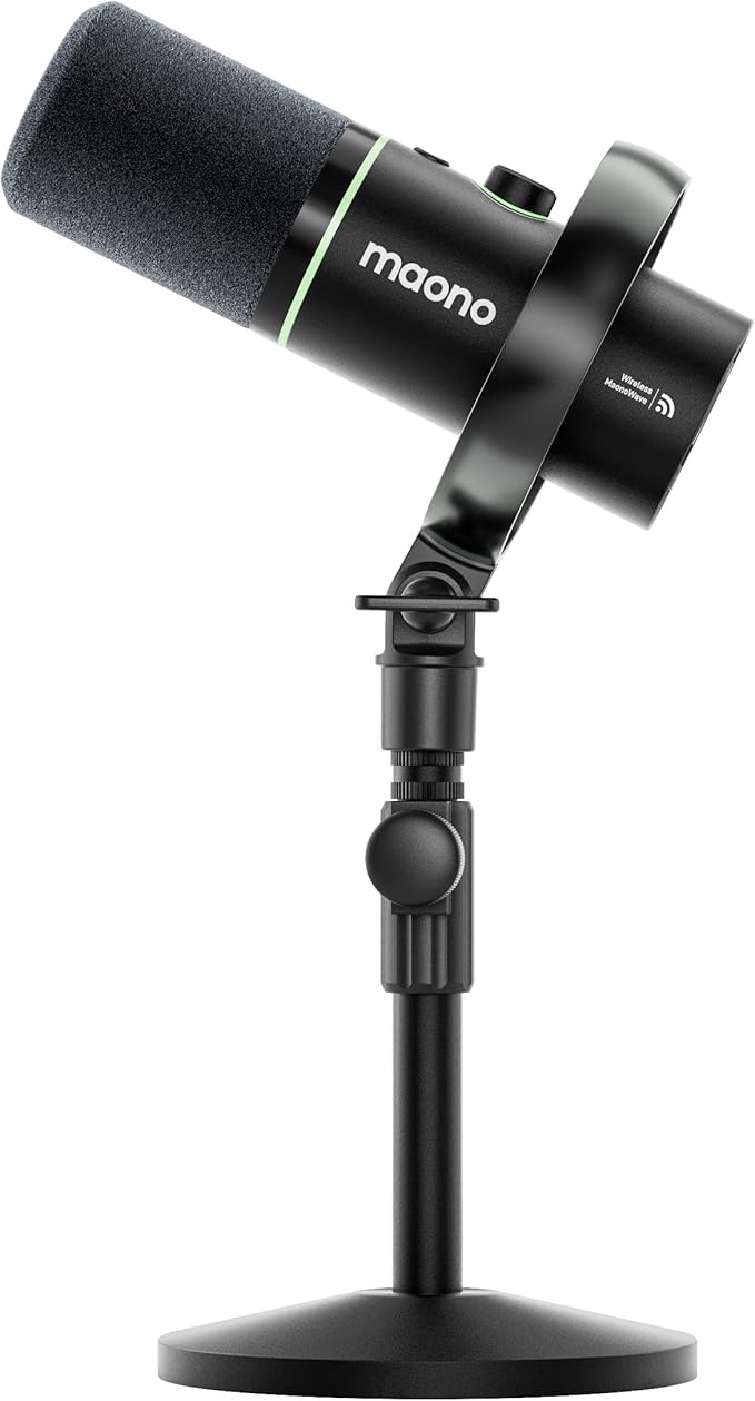 MAONO PD200W Hybrid Wireless Podcast Microphone for PC Dynamic XLR USB Mic with Desktop Stand Software Noise Cancellation for Vocal Recording Streaming Content Creation Home Studio Voiceover