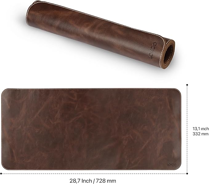 Londo Top Grain Leather Extended Mouse Pad – Large Desk Mat for Office &amp Gaming Smooth Writing Surface Non-Slip Base Durable &amp Stylish Workspace Accessory