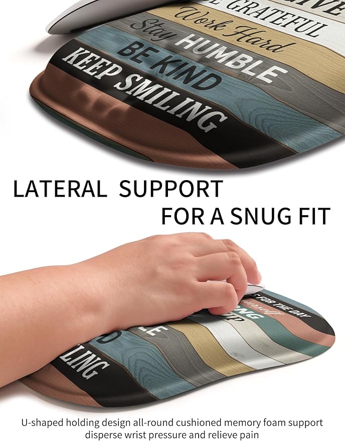 Hokafenle Ergonomic Wrist-Hugging Mouse Pad Wrist Support U-Shaped Holding Wrist Rest Mousepad for Carpal Tunnel Pain Relief with Cushioned Memory Foam Slope Massage Bulge (10.2x8.3 inBelieve)