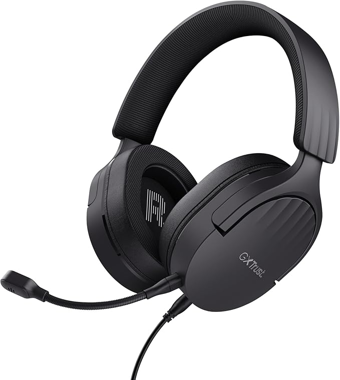 Trust Gaming GXT 489 Fayzo Gaming Headset for PC PS5 PS4 Xbox Series X|S Switch Mobile 3.5 mm Jack 85% Recycled Plastics Over-Ear Wired Headphones with Noise Cancelling Microphone - Black