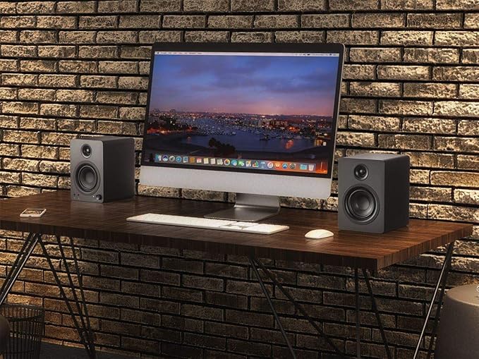 Monoprice 60-Watt Multimedia Desktop Powered Speakers - Class AB Bluetooth 5.0 4 Inch Woofer 0.75 Inch Tweeter For Home Office Gaming or Entertainment Setup