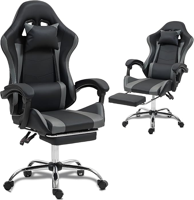 Ergonomic Gaming Chair with 360° Swivel &amp Recline 90-135°Adjustable Backrest Lumbar Massage Support Linkaged Armrests Heavy-Duty Casters &amp Frame Esports Office Computer Desk Chair Black