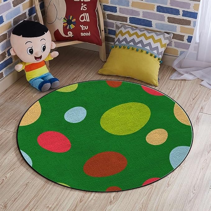 Modern Decor Floor Mat Round Washable Non-Slip Indoor Carpet for Living Room Dining Bedroom Home Geometric Circles Rounds Abstract BackgroundMulticolor Diameter 60 in