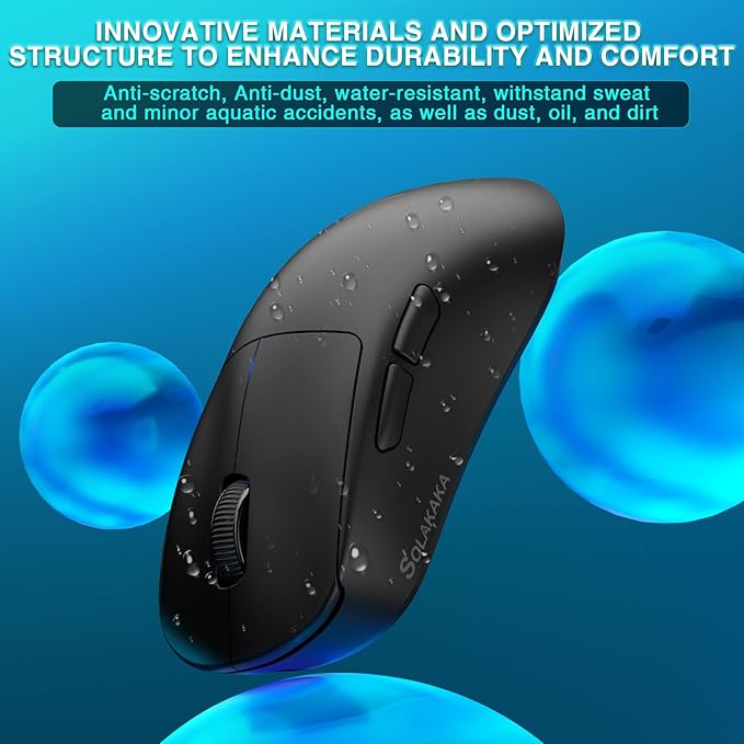 SOLAKAKA SM850 Gaming Mouse Wireless 24000 DPI 55g Lightweight Mouse Gaming 6 Programmable Buttons Ergonomic Computer Mouse Tri-Mode BT5.1/2.4G/USB-C 250h Battery Life PC Gamer Mice for Laptop