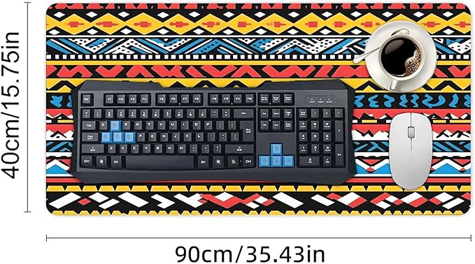 XXL Gaming Mouse Pad Boho Aztec Large Desk Mat Protector for Desktop Anti-Slip Rubber Extended Computer Keyboard Mat Writing Pad Mousepad for Work Office Home15.7 * 35.4 in A-692