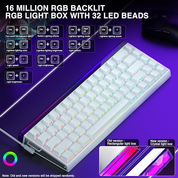 AULA Hero 68 HE 60% Gaming Keyboard Wired Hall Effect Magnetic Switch Keyboard with Adjustable Actuation Fast Trigger Mode 8K Hz Polling Rate 0.125ms LatencySide Printed PBT Keycaps RGB Backlit