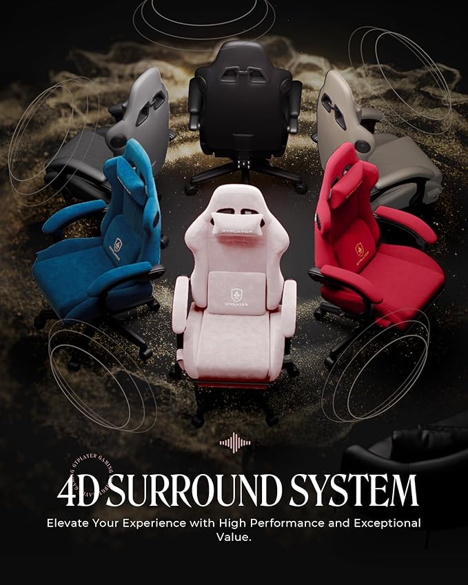 GTPLAYER Gaming Chair with Speakers Video Game Chairs with Footrest PC Gamer Chairs for Adults - Padded High Back Ergonomic Reclining Silla Gamer Linkage Armrest ACE Pro Pink (Velvet)