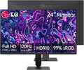 LG 24 inch FHD (1920 x 1080) IPS Computer Monitor 120Hz 5ms MBR HDR10 Dynamic Action Sync 99% sRGB VGA HDMI Reader Mode Flicker Safe Virtually Borderless Design Tilt Adjustable Black