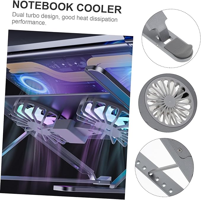 ARTIBETTER Adjustable Laptop Cooling Stand for Gaming and Work Aluminum Alloy Heat Dissipation Quiet Fan Ergonomic Design for Notebook and Tablet