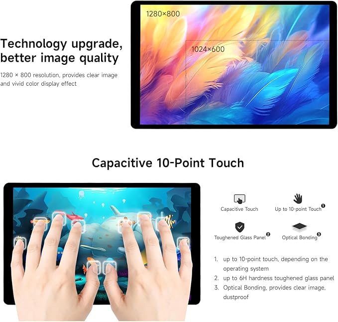 waveshare 7inch Wide Color Gamut Capacitive Touch Display Compatible with Raspberry Pi 5/4B/3B/Zero/Zero W/Zero 2W/Pico/Pico Supports Windows 11/10/8.1/8/7 and Jetson Nano/TX2/Xavier N/Orin