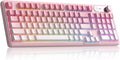 MageGee GK960 Wireless Gaming Keyboard RGB Tri-Mode Wired/BT/2.4G Creamy Keyboard with Number Pad 4000mAh Battery Knob Control Side Printed Keycaps 19-Key Anti-Ghosting for Win/Mac (Pink &amp Wh