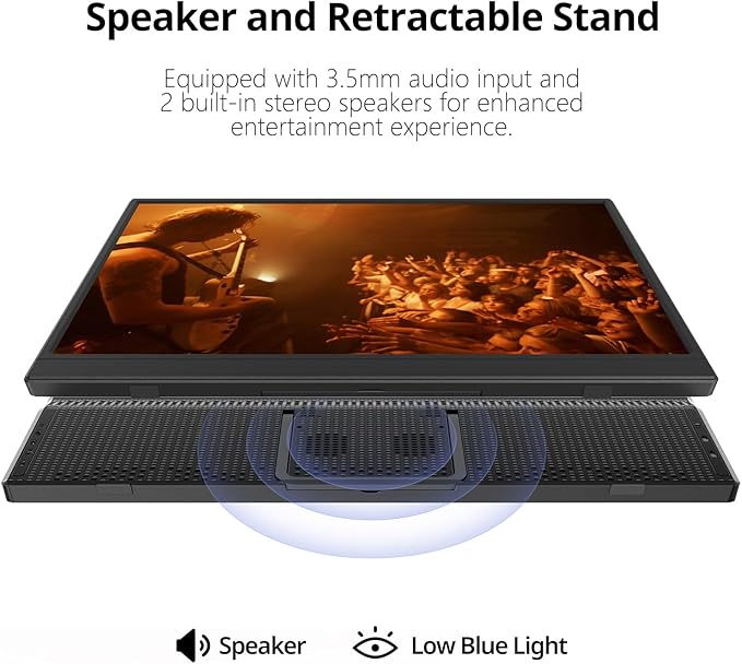 Portable Monitor 15.6 Inch 1080P USB-C HDMI Ultra-Slim Travel Monitor with Kickstand for Laptop PC Mac Phone PS Xbox Swich IPS Ultra-Thin Zero Frame Gaming