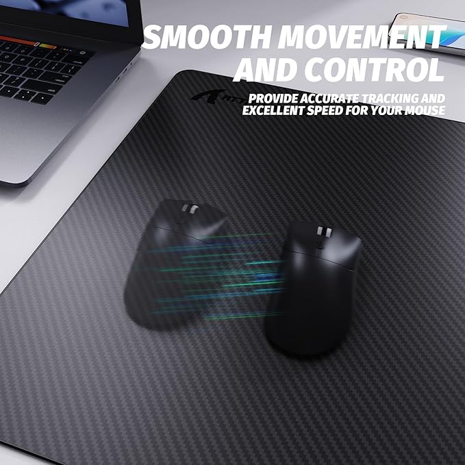 ATTACK SHARK CM04 Carbon Fiber Gaming Mouse PadEsports Mouse Mat G240Durable Non-Slip Natural Rubber BaseHigh Temperature Resistant &amp Waterproof Desk Mat for Gamer/Desktop/Office/Home(360x280mm
