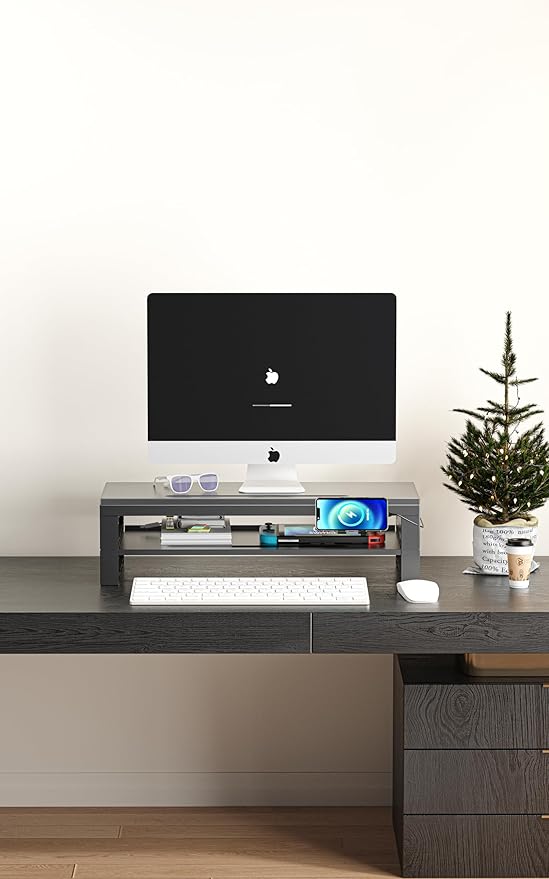 2-Tier Metal Computer monitor stand Laptop Desk Shelf &amp Monitor Riser 21.55 inches long desk riser Monitors/PC/Laptop/Computer Space Saver Organizer (Basic Version Two-layer 550mm)
