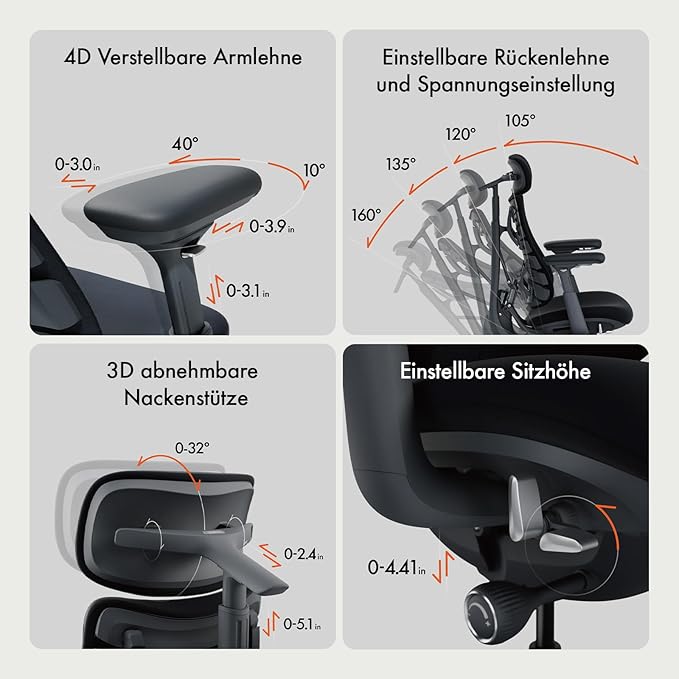 LiberNovo Dynamic Ergonomic Desk Chair + StepSync Footrest + Extra Battery Bundle - Comfy Home Office Chair with Adaptive Lumbar Support 160° Recline &amp Built-in Spine Stretch Gray+45cm