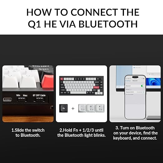 Keychron Q1 HE Wireless Custom Keyboard Rapid Trigger QMK Launcher 2.4 GHz Bluetooth 5.2 with Gateron Double-Rail Magnetic Switch RGB Compatible with Mac Windows Linux (Hot-swappable)