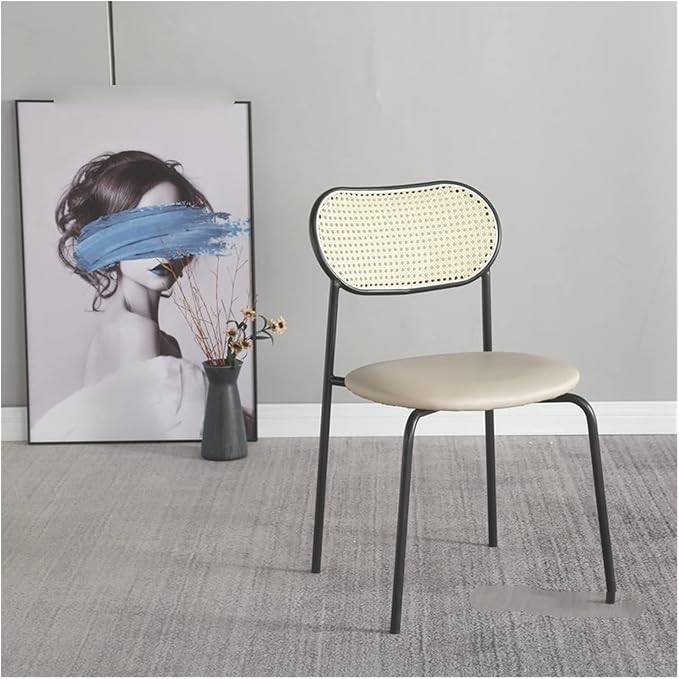 Adjustable Office Computer Chair with Armrest Dining Chair Coffee Shop Leisure Rattan Armchair Kitchen Furniture(Brown)