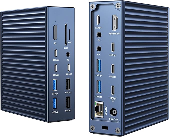 ACASIS Thunderbolt 4 Dock 21-IN-140gbps for MacBook Pro Docking Station Dual Monitor 8K60Hz HDMI 2.5 GbE Ethernet SD/TF 4.010Gbps 7*USB C/A 3.5mm Audio 40Gbps Dock for Mac/Dell/HP/Lenovo/ThinkPad