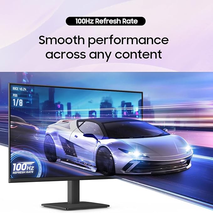 Samsung S24 inch IPS FHD (1920x1080) Monitor 100Hz Refresh Rate 5ms AMD FreeSync Ergonomic Design Eye Care Flicker-Free Game Mode HDMI &amp VGA Tilt Adjustment Black