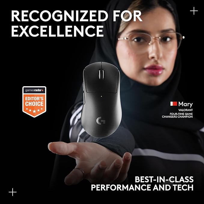 Logitech G PRO X Superlight 2 DEX Wireless Gaming Mouse 60g pro-Grade Right-Handed Mouse with 5 programmable Buttons USB-C Charging 44k DPI Sensor up to 8 kHz Polling for PC/Mac - Black