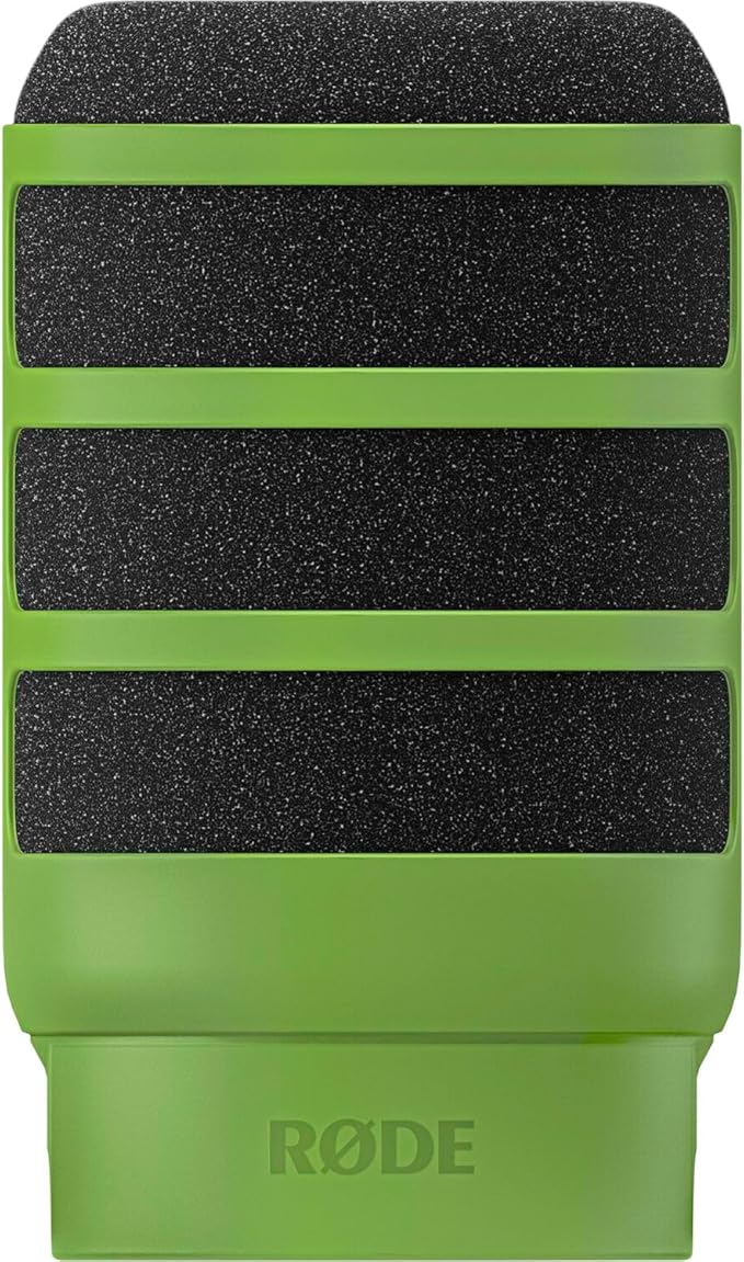 Rode PodMic USB Dynamic Broadcast Microphone (Black) with Green WS14 Pop Filter