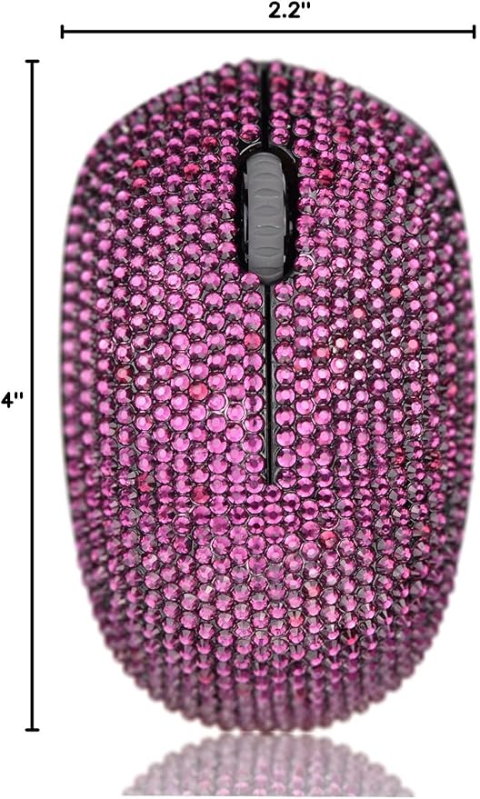 Bling Dazzling 2.4GHz Wireless Silent Mouse Covered with Rhinestone Crystal Crystallized Mouse with USB Receiver Compatible with Notebook PC Laptop Computer MacBookGreat Gift (Light Purple)