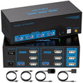 8K@60Hz HDMI KVM Switch 3 Monitors 2 Computers 4K@120Hz USB 3.0 KVM Switches for 2 PC Share Triple Monitor and 4 USB Ports Supports Extended&ampCopy Mode.Wired Controller DC 12V/1A Adapter Included