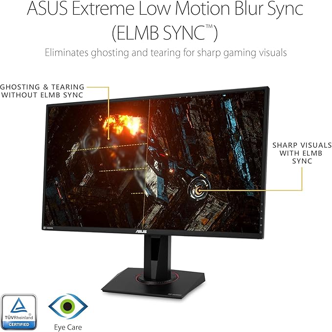 ASUS TUF Gaming 27 2K HDR Monitor - QHD (2560 x 1440) 165Hz 1ms Extreme Low Motion Blur Speaker G-SYNC Compatible DisplayPort &amp 2 x HDMI Height/Tilt/Pivot/Swivel VESA Black