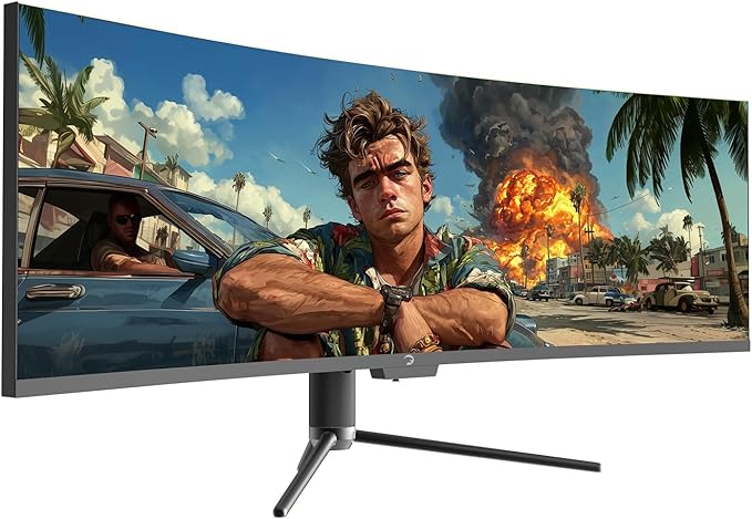 GAMEPOWER DQ49 inch Curved Ultrawide Gaming Monitor 1Ms 120Hz Refresh Rate 32:9 DQHD 5K 5120x1440p R1800 99% sRGB HDR400 DisplayPort HDMI FreeSync Gsync Height - Tilt Adjustable