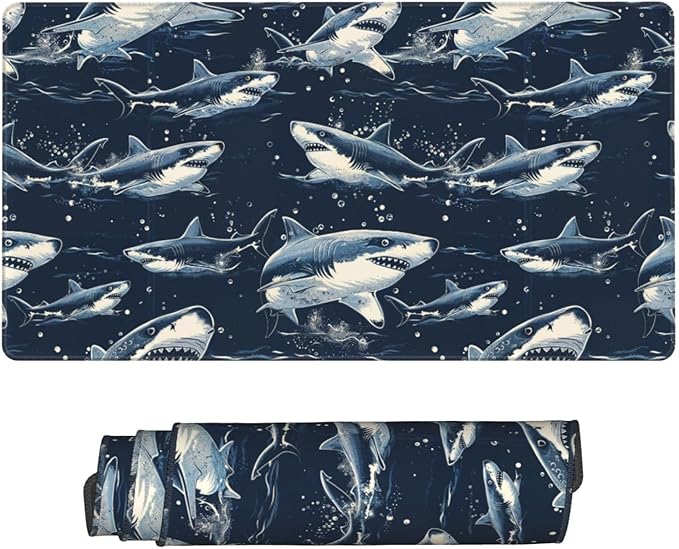 Shark Mouse Pad Non Slip Large Desk Keyboard Mat Gaming Protection Pad 16X29.5 Inch