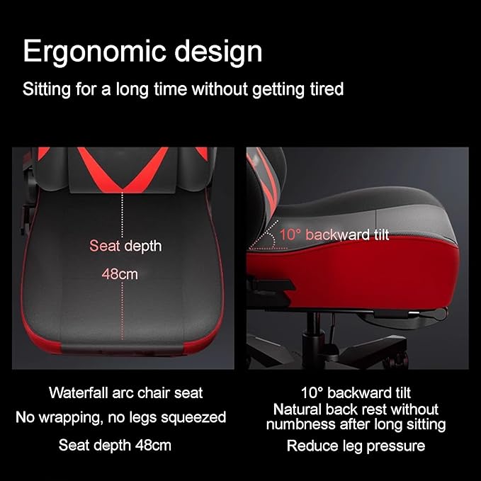 Ergonomic Gaming Chair Comfortable and Breathable Office Chair Height Adjustable Computer Chair with Footstool(with Foot Rest)