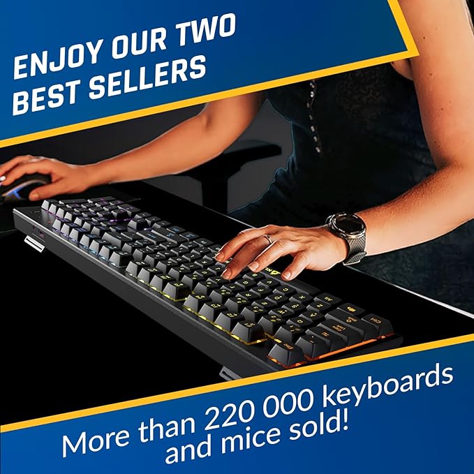 KLIM Chroma Wireless Keyboard and Mouse – RGB Backlit Gaming Combo Rechargeable Wireless Keyboard &amp RGB Mouse Durable &amp Ergonomic Dual USB Receivers Compatible with PC Mac PS4 PS5