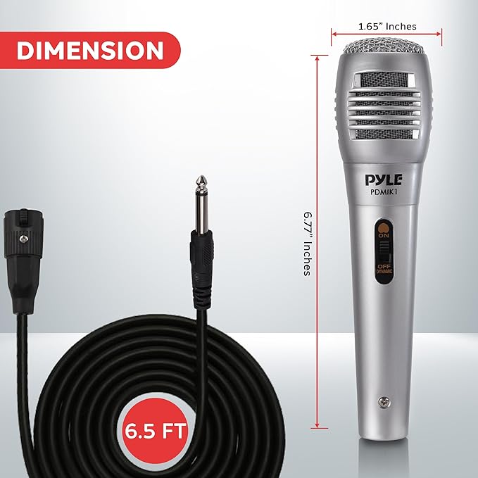 Pyle Professional Dynamic Microphone - 6-Pack Unidirectional Handheld Mic with Built-in Pop Filter High Signal Output 6.5 ft. XLR Audio Cable Ideal for Stage Karaoke &amp Studio Performances