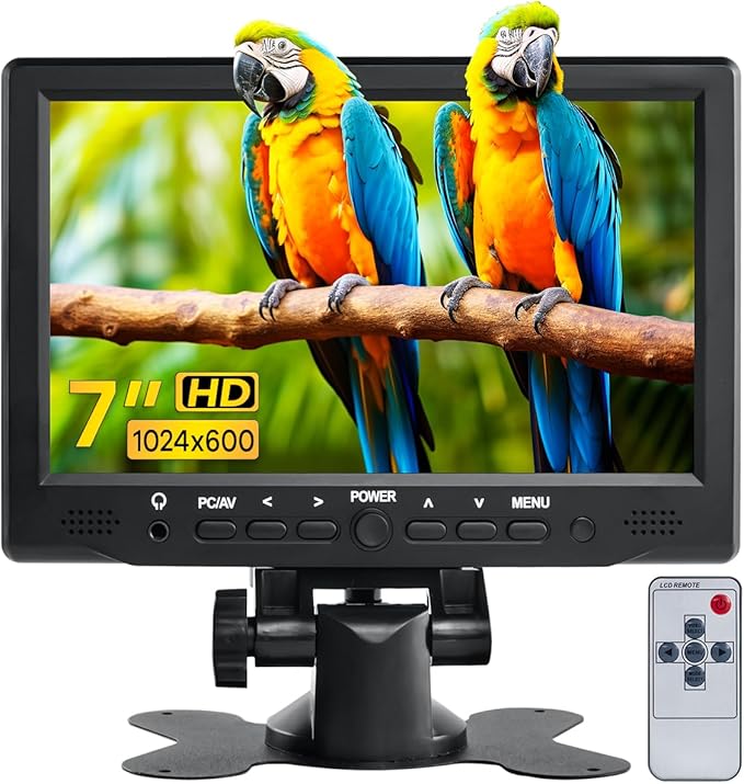 7 inch Small Monitor TFT LCD Display 1024X600 HDMI Mini Portable Screen for PC/TV/Camera/Gaming/Raspberry Pi