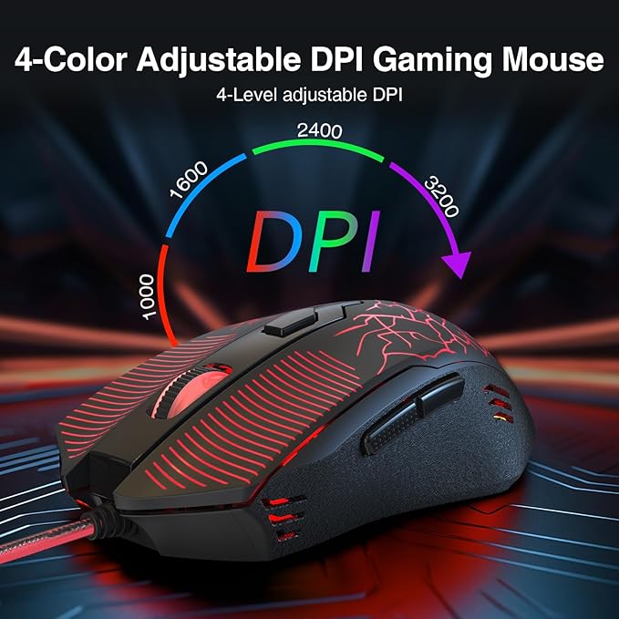 Redragon S107 Gaming Keyboard and Mouse RGB Gaming Keyboard and 3200 DPI Mouse Combo with Large Mouse Pad 25-Key Anti-Ghosting Mechanical Feeling Keyboard Plug &amp Play to PC Laptop