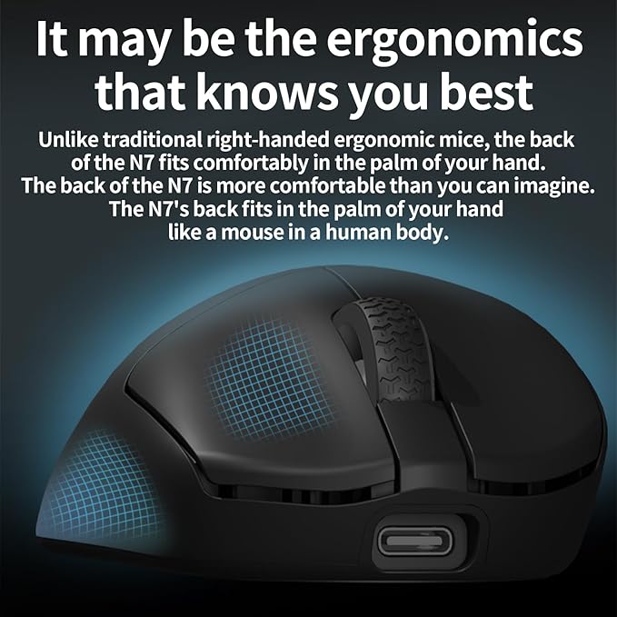 Darmoshark N7 Wireless Gaming MouseTri-Mode 8K/USB-C/BluetoothUp to 30000DPIPAW3950 Optical Sensor Lightweight 49g5 programmable ButtonComputer Mouse for LaptopPCMac(White)