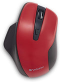 Verbatim 2.4G Wireless Ergonomic LED Silent Mouse - Noiseless and Silent Click Computer Mouse with Nano Receiver for Mac and PC - Red