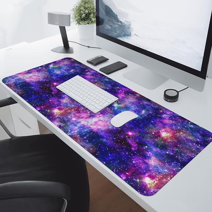 Galaxy Constellation Large Mouse Pad Gaming Mousepad with Wrist Support Rubber Computer Keyboard Mat for Desk Laptop Non-Slip Full Deskmat Protector Waterproof Writing Pad Office Home 16x35.5 in