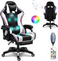 Ergonomic Pro Gaming Chair with Speakers RGB Video Game Chair with Footrest High Back Massage Computer Chair with Lumbar Support and Headrest Adjustable Height Gamer Chair for Adult TeensWhite
