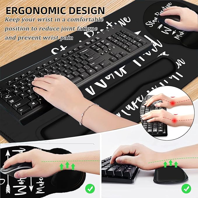 LATEEFAH Mouse Pad with Wrist Rest Large Mouse Pad Ergonomic Gaming Desk Pad Keyboard Wrist Rest Set 4-in-1 Desk Mat Keyboard Mat for Home Office