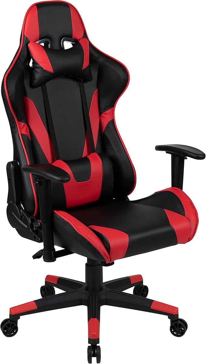 Flash Furniture Black Gaming Desk and Red/Black Reclining Gaming Chair Set with Cup Holder Headphone Hook &amp 2 Wire Management Holes